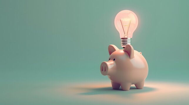 a piggy bank wiht lightbulb indicate to thinking about financial innovation and sustainability