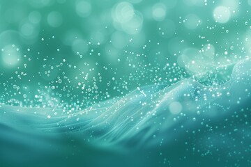 : A serene abstract background in shades of teal and aqua, with delicate bubbles rising up as if from the depths of a tranquil ocean, creating a peaceful underwater scene.