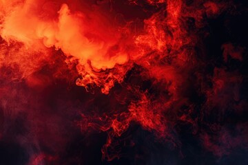 Smoke Red. Red Sky with Abstract Fire Clouds at Sunset Background