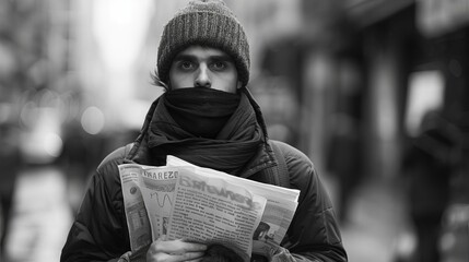 An anarchist distributing leaflets advocating for social change,