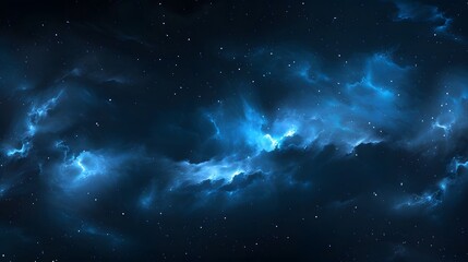 Photorealistic Night Sky with Stars and Blue Nebula