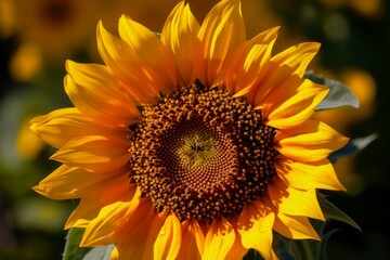 Fototapeta premium Detailed image showcasing the bright petals and intricate patterns of a sunflower in natural sunlight
