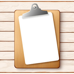 vector white blank paper on a wooden clipboard