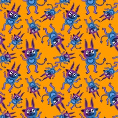 Cartoon monsters seamless pattern for wrapping paper and fabrics and linens