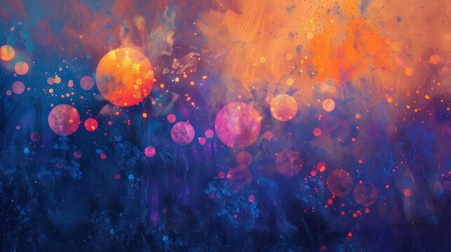 An artists interpretation of the cosmic background with bold brushstrokes and unique textures adding depth and dimension to the image.