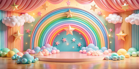 Rainbow kids&rsquo; colourful day stage