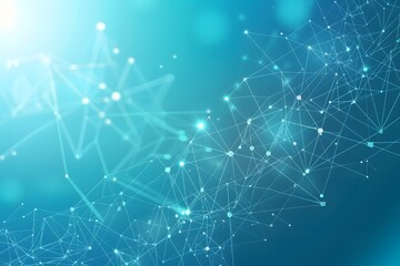 Fototapeta premium Abstract Polygonal Mesh Network on Blue Gradient Background