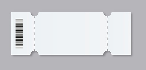 Ticket Empty template. Concert movie theater boarding blank white tickets lottery coupons . Vector