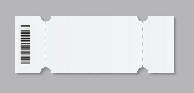 Ticket Empty template. Concert movie theater boarding blank white tickets lottery coupons . Vector