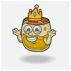 Honey Mascot Character Cartoon With Dont Know Smile expression. For brand, label, packaging and product.