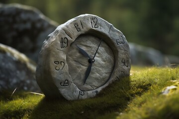 Enigmatic Surreal clock stone. Galaxy god brick. Generate Ai
