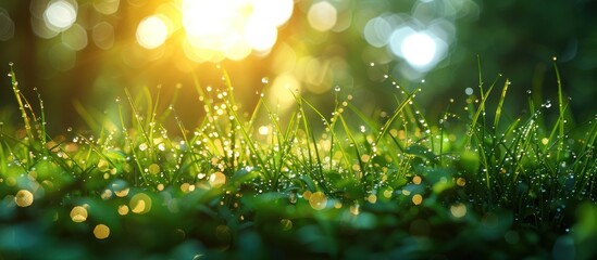 Obraz premium Green fresh grass in the garden. natural background