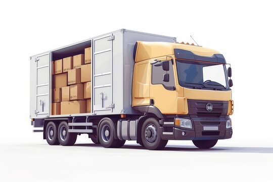 Efficient warehouse logistics with a truck unloading boxes, highlighting modern and professional transport and storage services.