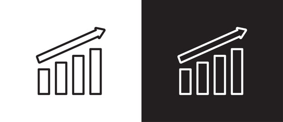 Simple growth graph icon. Business chart. Financial rise up. Increase profit. Economic graphic growth arrow rising. Chart icon in black and white background. Editable stroke Eps10.