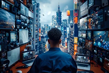 Naklejka premium All Business Intelligence: RPG Programmer's Intricate Workspace