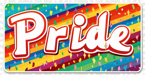 Rainbow-Colored Retro-Style Text 'Pride' - LGBTQ+ Pride Typography Design