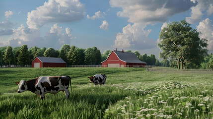 pasture farm with cows