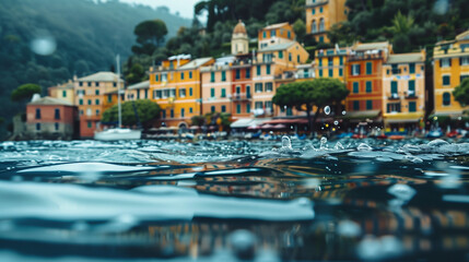 Portofino Italy City background with colorful houses
