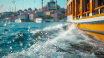 Istanbul travel. Sea with boat