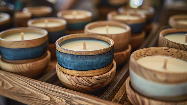 Artisanal handcrafted wooden bowl candles