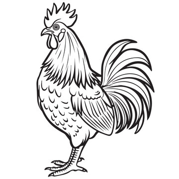 recommend clip art: Rooster in cartoon, doodle style . Image for t-shirt, web, mobile apps and ui. Isolated 2d vector illustration in logo, icon, sketch style, Eps 10, black and white. AI Generative