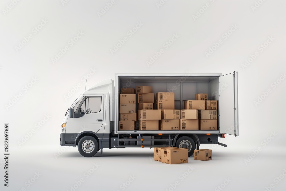 Poster neatly stacked boxes in a spacious warehouse, highlighting efficient logistics and storage services 