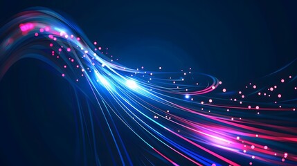 Abstract Background with Colorful Light Lines and Fiber Optic Cable