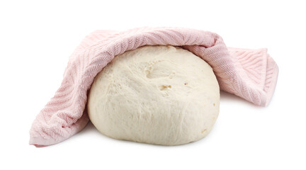 Raw dough and napkin isolated on white