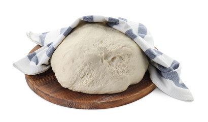 Raw dough and napkin isolated on white