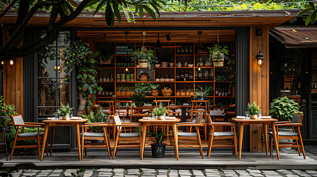 Versatile Dining Spaces: Gray and Wooden Breakfast Nooks or Outdoor Setups