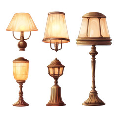Set of Lamp isolated on transparent background, png, cut out.