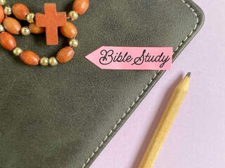 Bible study text on sticky note paper background. Stock photo.