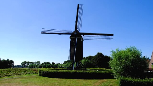 Korenmolen 't Vliegend Hert, Flour mill 't Vliegend Hert in the fortified city of Brielle, South Holland, Netherlands.