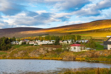 The town of Svalbardseyri in north Iceland