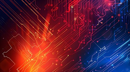 Obraz premium Futuristic Digital Circuit Board with Glowing Lights