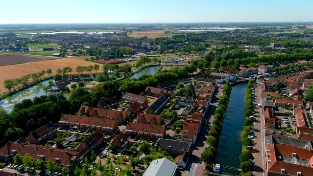 Aerial view of the fortified city of Brielle, South Holland, Netherlands.
