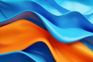 Blue and orange abstract background. Colorful gradiant with smooth flat geometric shapes. Web banner. Digital graphic elements. High end 4K . 3D .