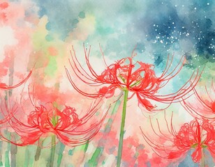 Illustration of red spider lily