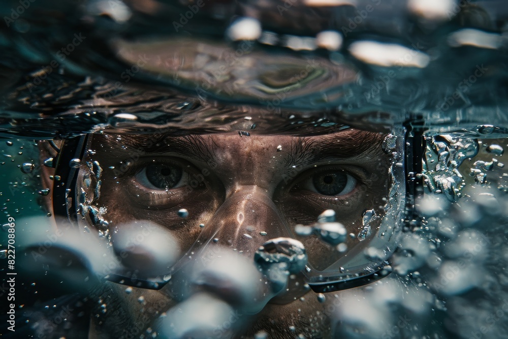 Poster a detailed macro shot capturing the texture and clarity of ice cubes with a softly blurred backgroun