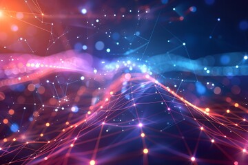 Abstract Global Connectivity with Glowing Lines and Dots