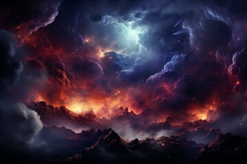 Fototapeta premium Cloudy Galaxy Sky Background Copy Space