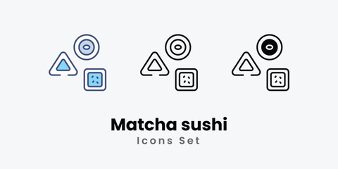 Matcha sushi icons set vector stock illustration