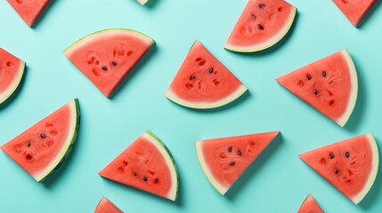 Vibrant Pattern of Fresh Watermelon Slices on a Bright Background