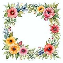 Obraz premium Watercolor decoration floral vintage ornament frame circle on isolated white background