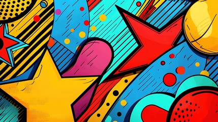 Vibrant Pop Art Comic Background with Retro Flair for Playful Designs