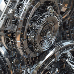 Intricate Network of Precision-Machined Metallic Gears and Components