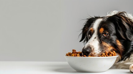 Dog with food on a white background : Generative AI