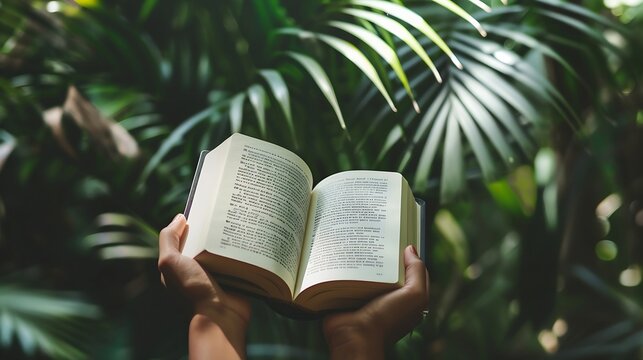 Open book on the palm Education concept : Generative AI