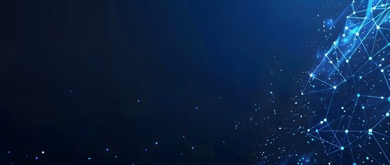 Abstract Low Poly Wireframe with Glowing Connections