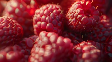 Fresh sweet raspberries close up : Generative AI